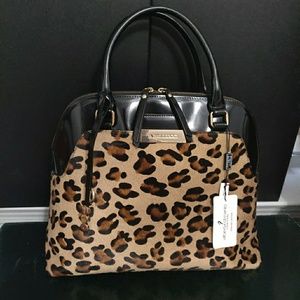 Alberta Di Alberta Leather Animal Print Satchel